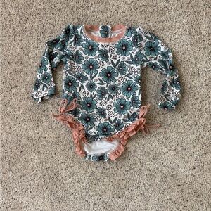 Caden Lane Floral Swimsuit with Teal and Peach